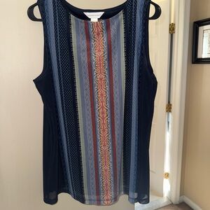 Christopher & Banks Navy and Multicolor Sleeveless Top